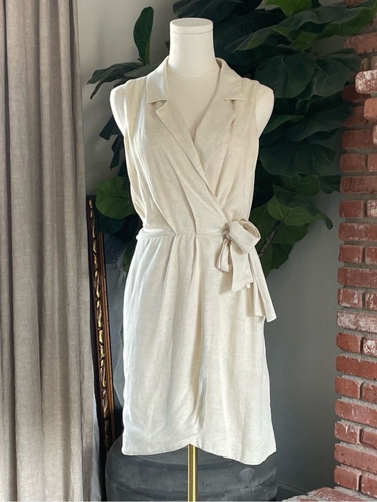 Anthropologie Dresses & Skirts - Anthropologie Sleeveless Wrap Mini Dress in Light Cream